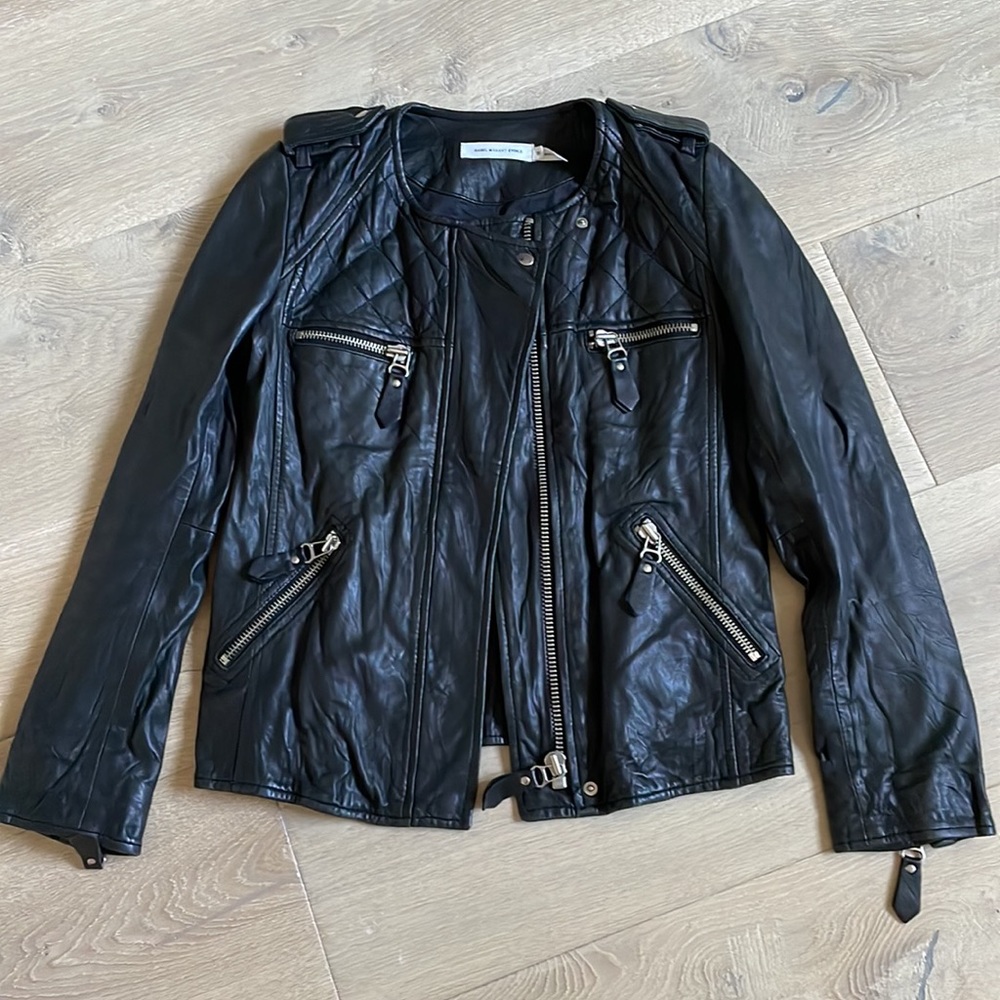 Isabel Marant Étoile Kady Quilted Washed Lamb Leather Jacket in Black. Size 36. - Picture 2 of 9